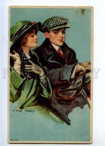 226834 Lovers in Auto Car by EARL CHRISTY Vintage FAS #201 PC