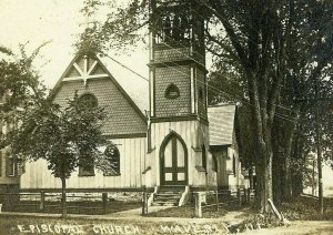 Postcard RPPC Episcopal Church in Waverly, IL.      Q7