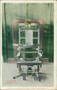 Ossining, New York - Electric Chair, interior of Sing Sing Prison - NY postcard