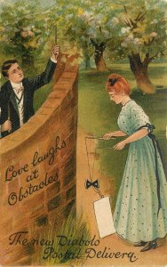 BB London Postcard 2126 Diabolo Postal Delivery Love Laughs At Obstacles