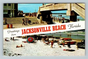 Jacksonville Beach FL-Florida, Banner Greeting, Chrome Postcard