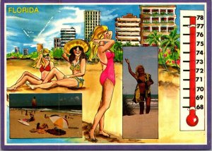 Florida Miami Beach Scene With Girls and Thermometer