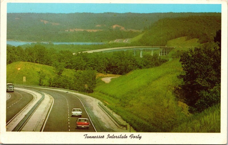 Tennessee I40 Magic Valley Bridge Mountains Old Car WB Postcard VTG UNP Unused 