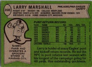 1978 Topps Football Card Larry Marshall Philadelphia Eagles sk7240