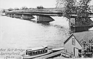 SPRINGFIELD MASSACHUSETTS-OLD TOLL BRIDGE REAL PHOTO POSTCARD 1940-50s