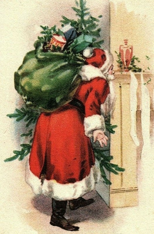 1922 Gibson Santa Christmas Postcard Claus Art Vintage Toys Co Bring 