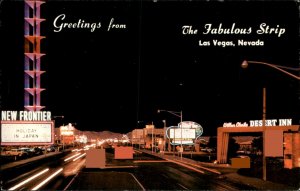 Las Vegas Nevada The Fabulous Strip Lights Signs c1950-60s Vintage Postcard