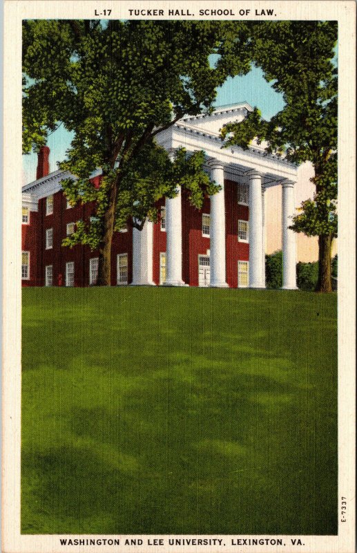 Vtg Washington & Lee University Tucker Hall School of Law Lexington VA Postcard