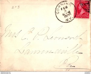 US Cover 2c Corning 1893 for Laurenceville Penn