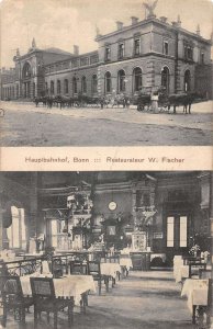 Bonn Germany Train Station Haupbahnhof and Restaurant Vintage Postcard AA50388