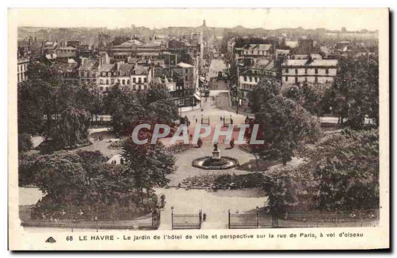 Old Postcard Le Havre The garden of & # City 39hotel and perspective on Paris...