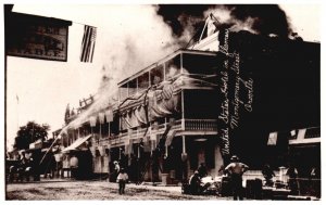 United States Hotel Flames Fire Montgomery St Orville RPPC, Postcard Real Photo