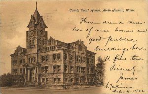 North Yakima Wash WA Couty Court House c1905 Vintage Postcard