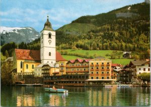 Postcard Austria Salzkammergut - St. Wolfgang - View from the lake to the Church