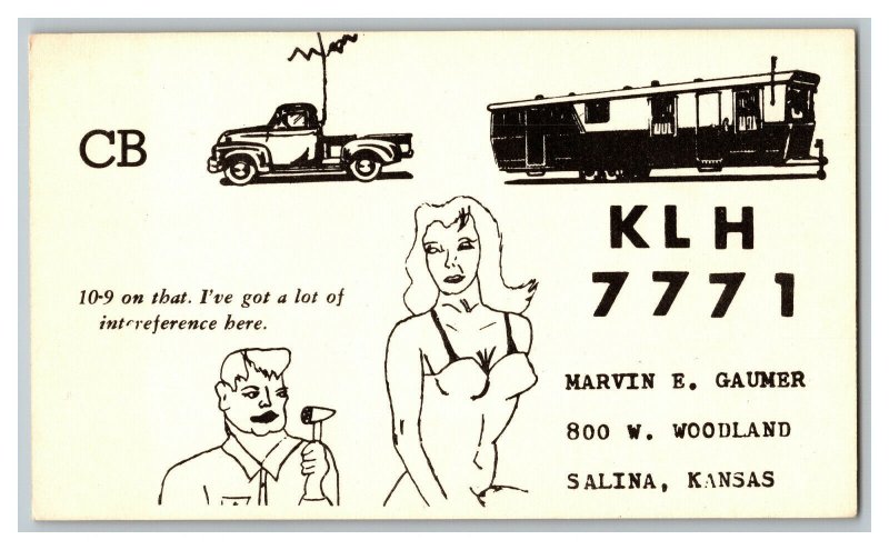 Postcard QSL Radio Card From Salina, Kansas KLH 7771 