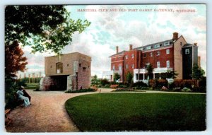 WINNIPEG, Manitoba Canada ~ MANITOBA CLUB Old fort Garry Gateway 1908  Postcard