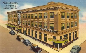 HOTEL SENATOR 210 Dauphine Street New Orleans, Louisiana c1940s Linen Postcard