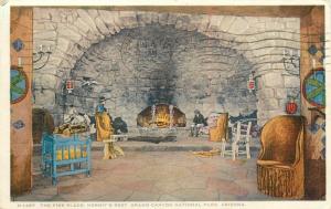 1 c Canada Postage Due Stamp On Postcard Grand Canyon Fireplace @ Hermit Lodge