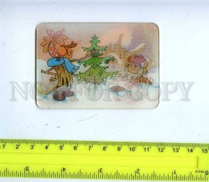 188957 USSR Pinocchio skier 3D multiplication table 1989 year