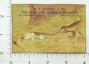 1880's B. F. Medbery & Co. Tub & Fine Soaps Monkey Cat Victorian Trade Card P32 