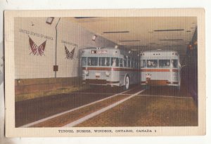 P3323 JLs vintage postcard tunnel 2 buses bus windsor ontario canada, unused