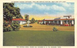 Jackson Tennessee Modern Tourist Cottages Gas Station Antique Postcard K18219