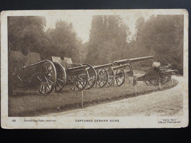 Military: Captured German Guns c1916 RP Postcard - Daily Mail Official War Pic
