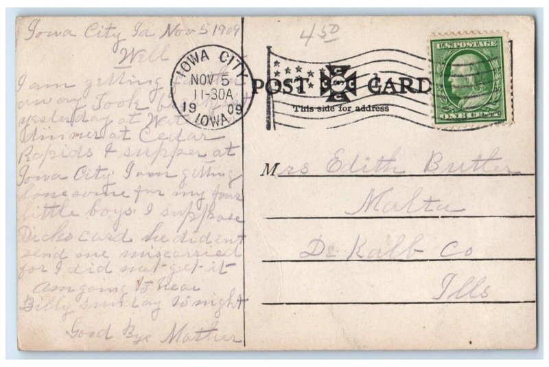 1909 New Park Bridge River Lake Exterior Iowa City Iowa Vintage Antique Postcard