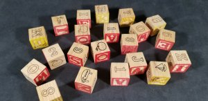 Wood Blocks Alphabet Numbers Animals Vintage (21) Wood Blocks  MrSTUFF B8