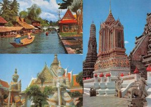 3~Postcards DHONBURI Bangkok Thailand  KLONG CANAL~Temple Of Dawn~GIANT STATUES