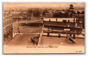 Birds Eye View Looking East Angola Indiana IN Sepia DB Postcard Y1