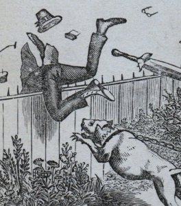 1870s-80s Engraved The Great American Tea Co. Dog Chasing Man Comical P85