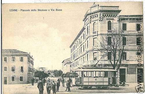 03765  CARTOLINA d'Epoca: UDINE Citta': PIAZZALE STAZIONE TRAM