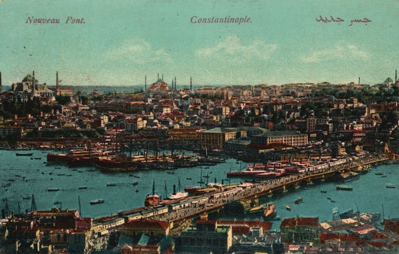 Vintage Postcard Nouveau Pont Constantinople New Bridge Istanbul Turkey