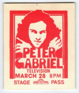 Peter Garbriel Television 1977 Backstage Pass Stanley Theatre Pittsburgh PA Rock