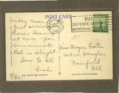 STATE CAPITOL, INDIANAPOLIS, IN 1941  Postcard