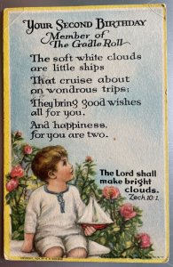 Vintage Victorian Postcard 1936 Your Second Birthday - Poem