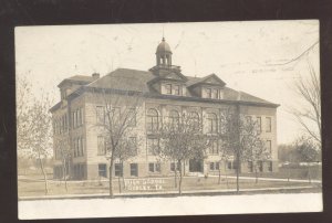 RPPC SIBLEY IOWA HIGH SCHOOL VUILDING VINTAGE REAL PHOTO POSTCARD IA.