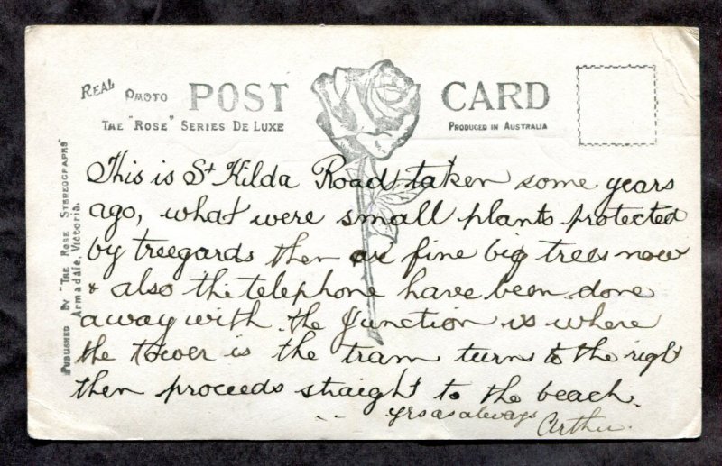 dc1600 - MELBOURNE Australia 1920s St Kilda Road Real Photo Postcard