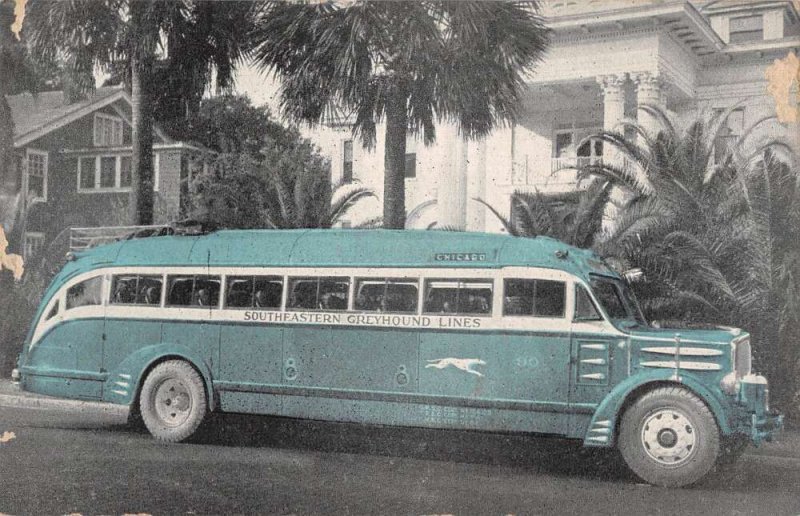 Southeastern Greyhound Bus Lines Bus with Route Map Vintage Postcard AA19071 