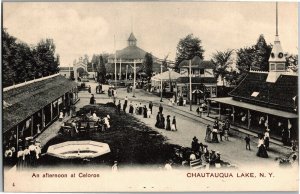 An Afternoon at Celoron, Crowds at Chautauqua Lake NY UDB Vintage Postcard G62
