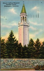 Vtg 1940s Alfred Dupont Memorial Carillon Tower Wilmington Delaware DE Postcard