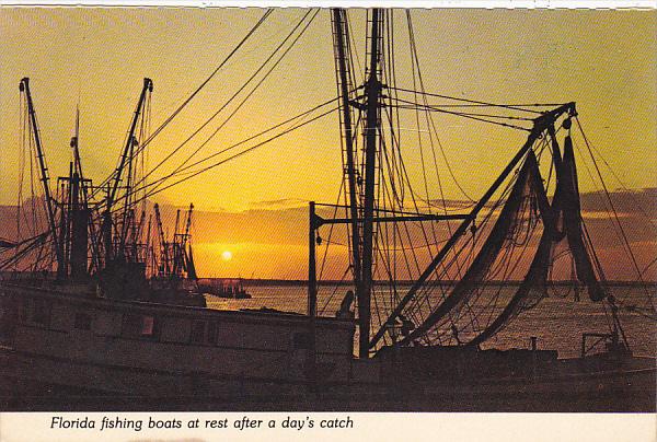 Florida Sunset With Fishing Boats At Rest