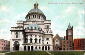 New Christian Science Church Boston Massachusetts MA Antique Postcard DB UNP WOB 