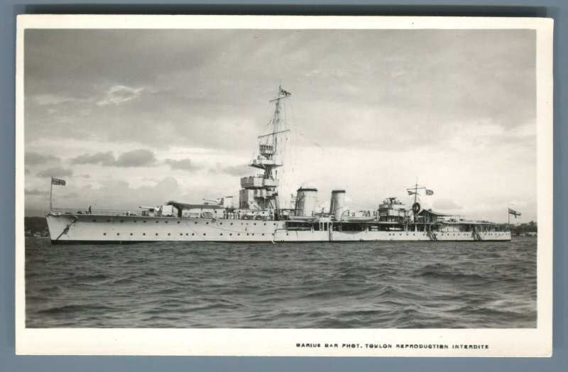 HMS Curacao Light Cruiser WWII Royal Navy Original Real Photo RPPC A8