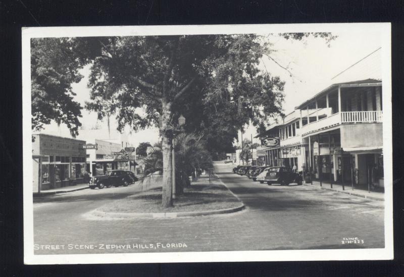 RPPC ZEPHYRHILLS FLORIDA DOWNTOWN MAIN STREET VINTAGE REAL PHOTO POSTCARD