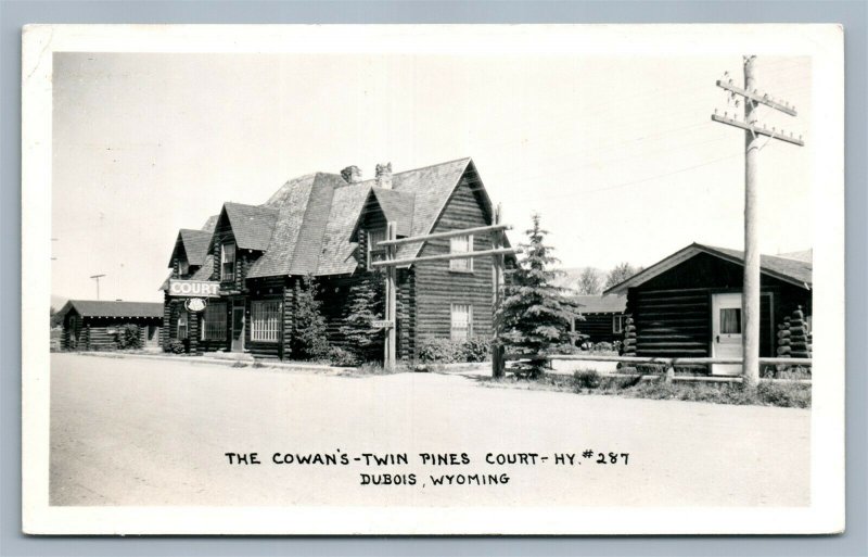 DUBOIS WYO COWAN'S TWIN PINES COURTH VINTAGE REAL PHOTO POSTCARD RPPC