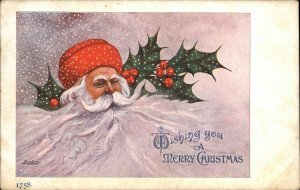 Christmas Santa Claus Giant Beard c1900s-10s Postcard