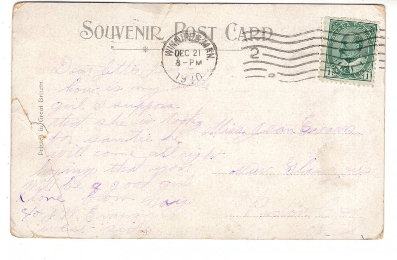 Cat, Christmas Wishes, Used 1910 Manitoba