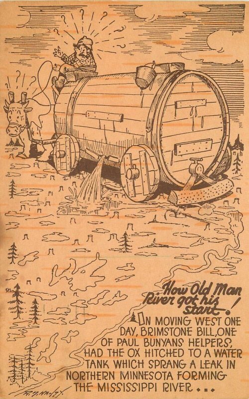 Postcard Mississippi 1946 Old Man river start Comic humor 23-3672